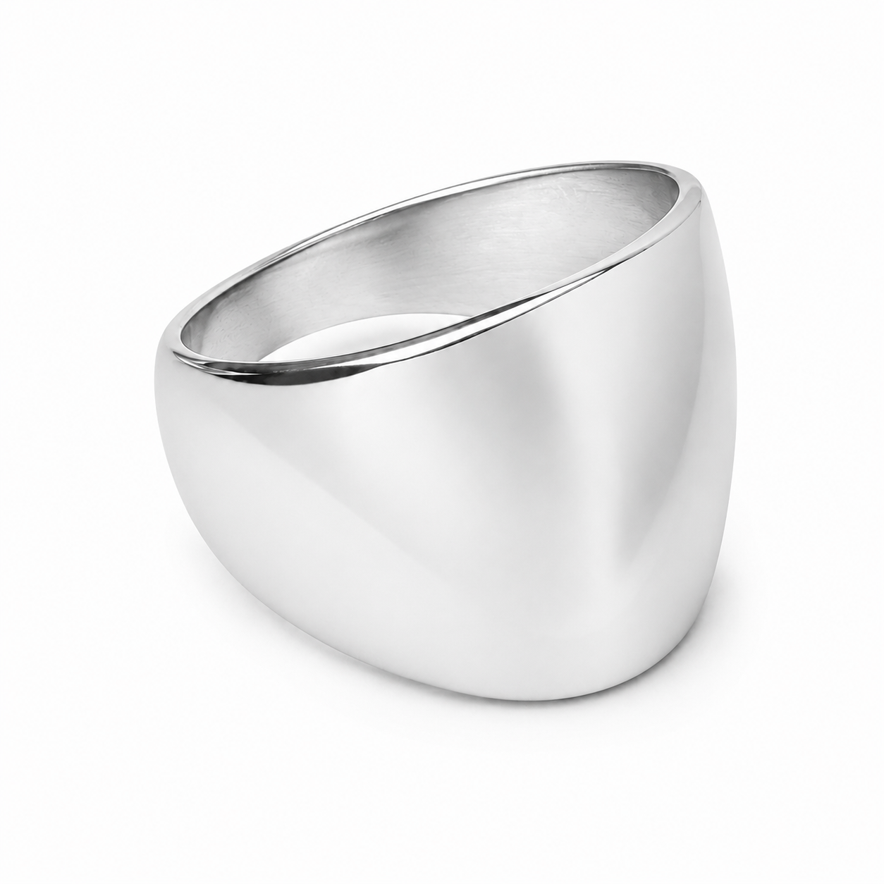 14k Solid Gold Dome Ring: Asymmetrical Signet Statement Ring