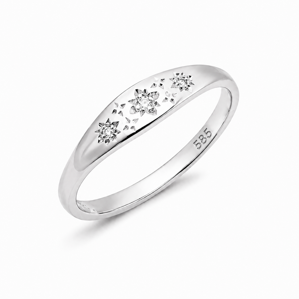 14k Solid Gold Starburst Signet Ring: Celestial Jewelry