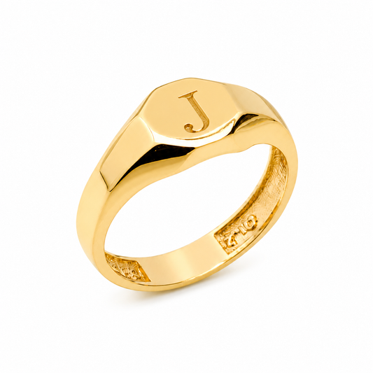 14k Gold Pinky Signet Ring: Personalized Initial Ring