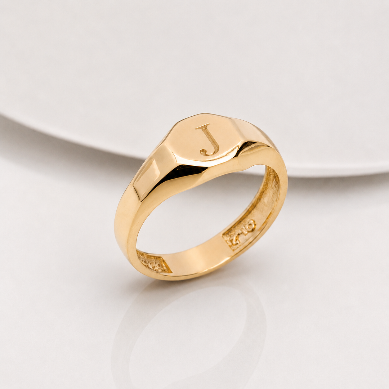 14k Gold Pinky Signet Ring: Personalized Initial Ring