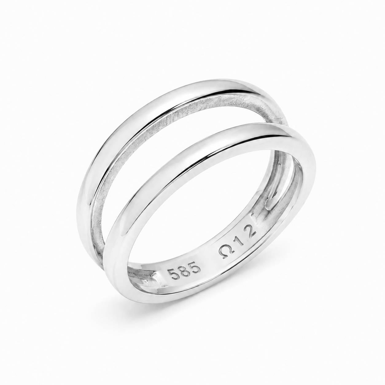 14k Gold Double Row Ring: Open Band Statement Jewelry