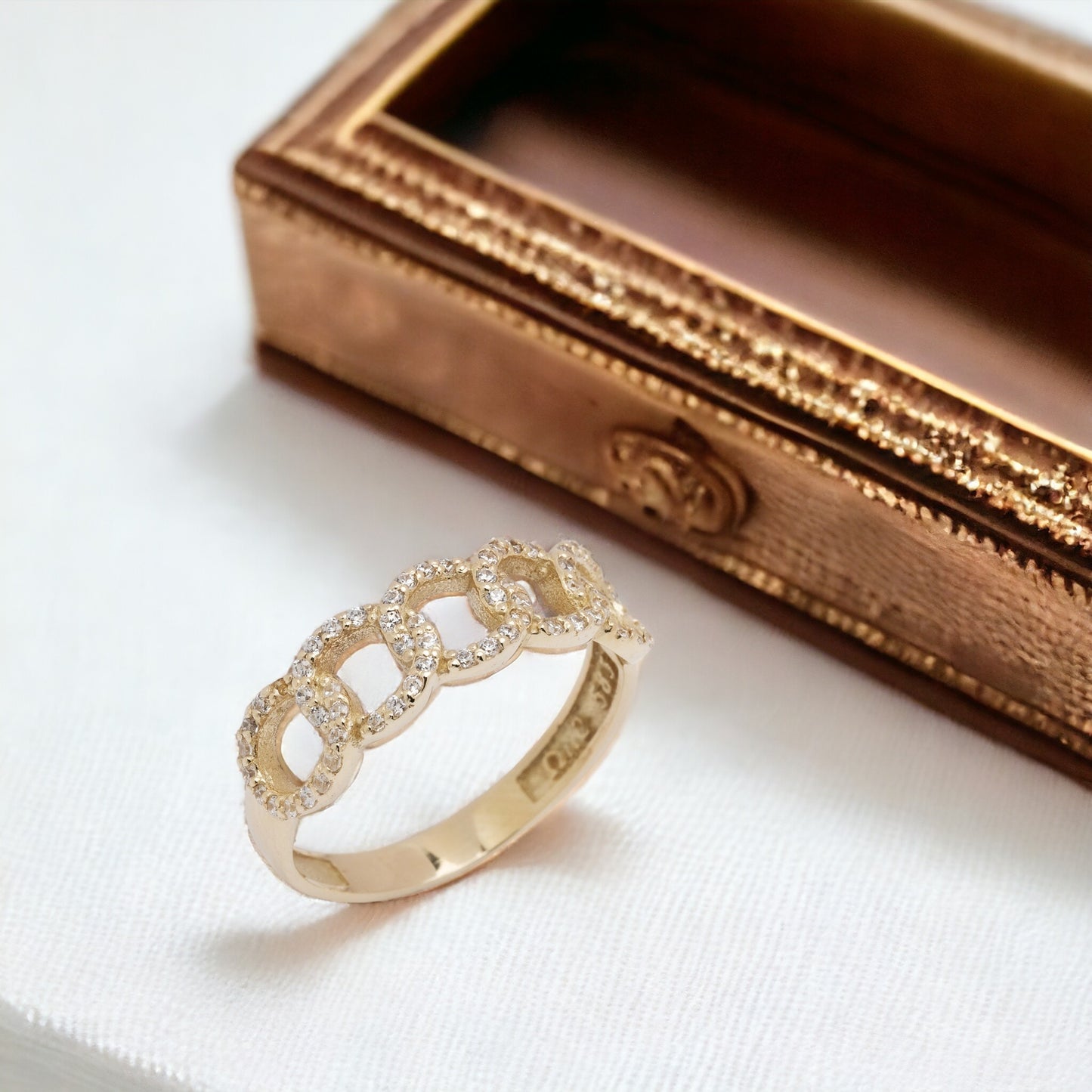 Cubic Zirconia Paved Ring in 14K Gold