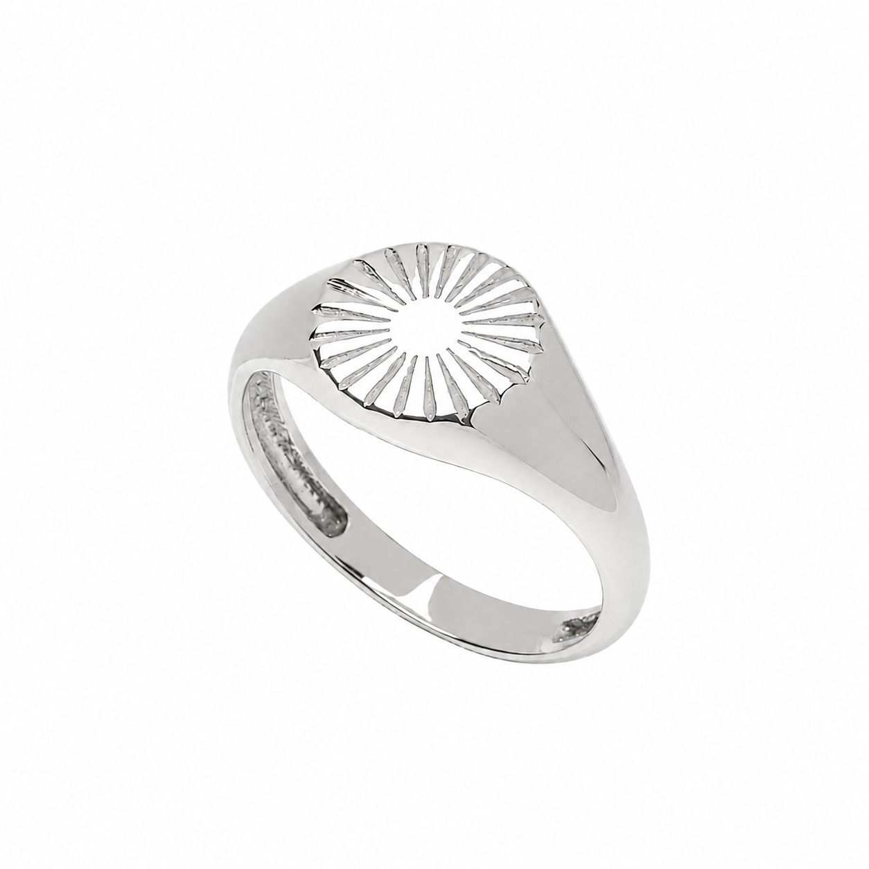 14k Solid Gold Sun Signet Ring: Dainty Sunshine Ring