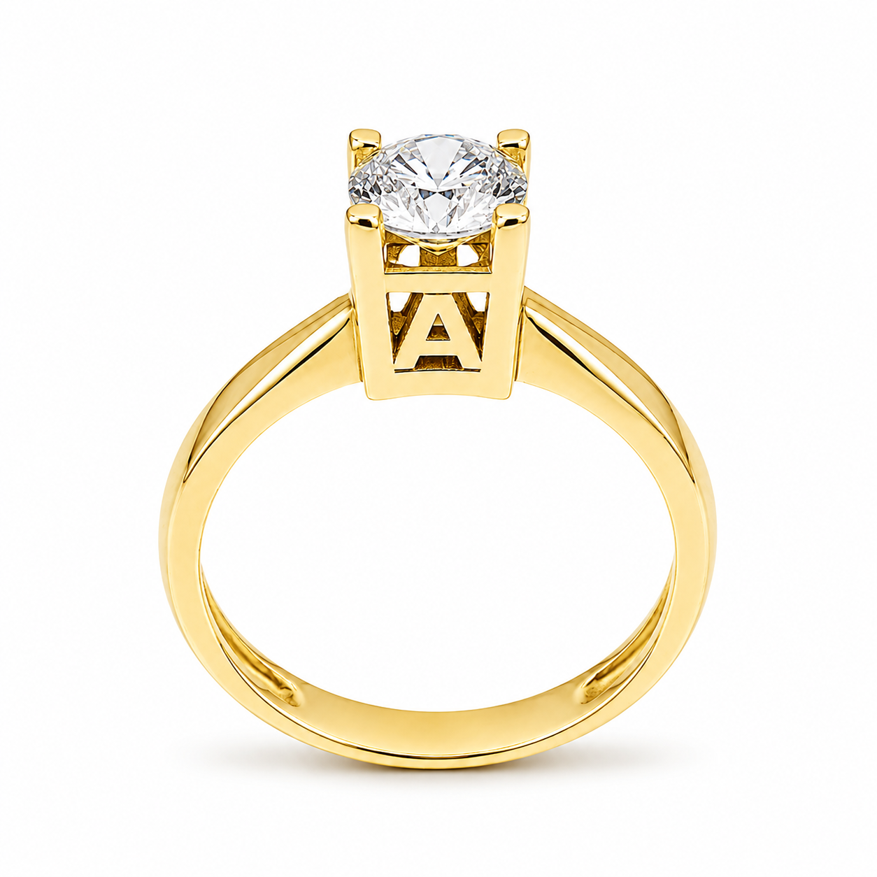 14k Solid Gold Engagement Ring: Round Cut Cubic Zirconia, Personalized Promise Ring