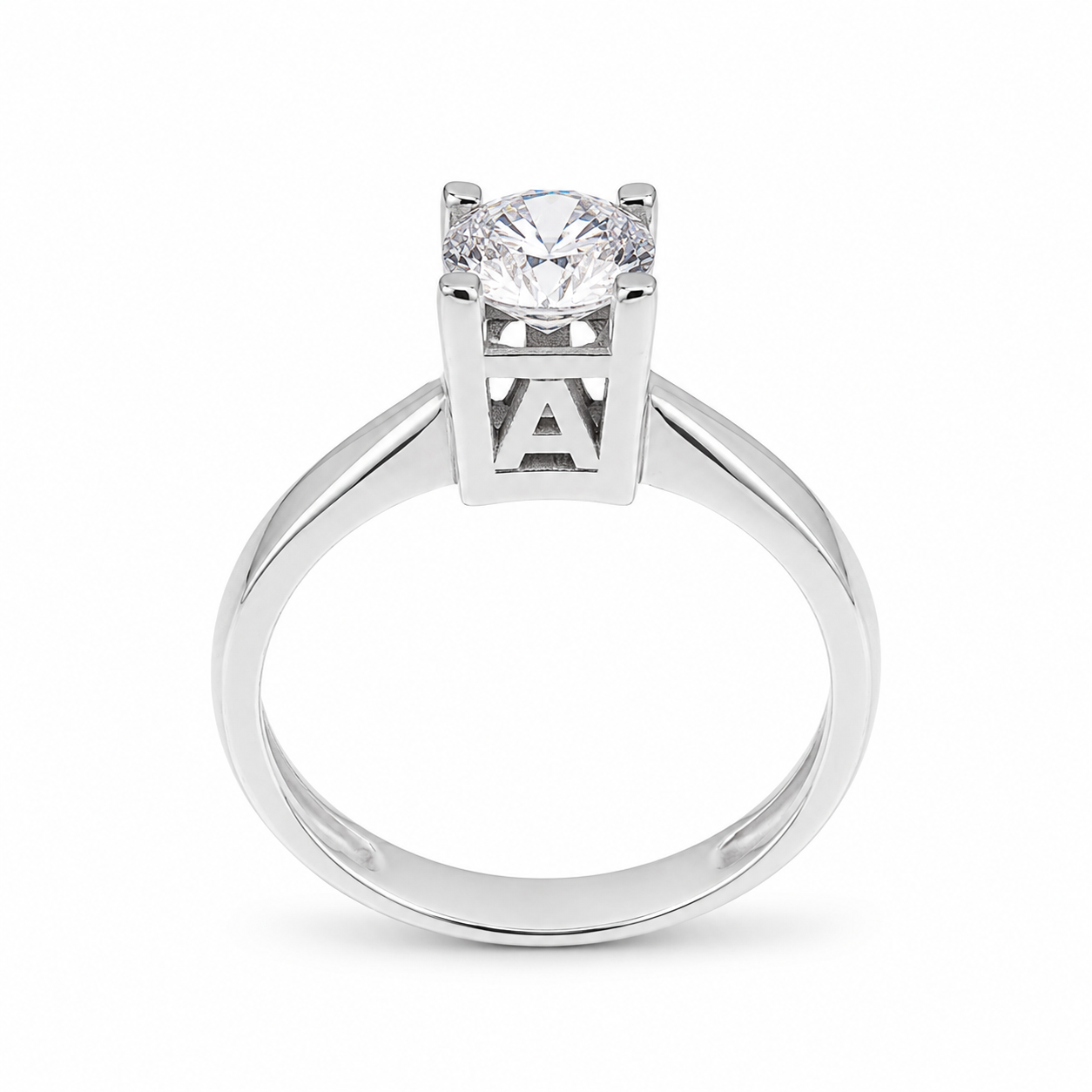14k Solid Gold Engagement Ring: Round Cut Cubic Zirconia, Personalized Promise Ring