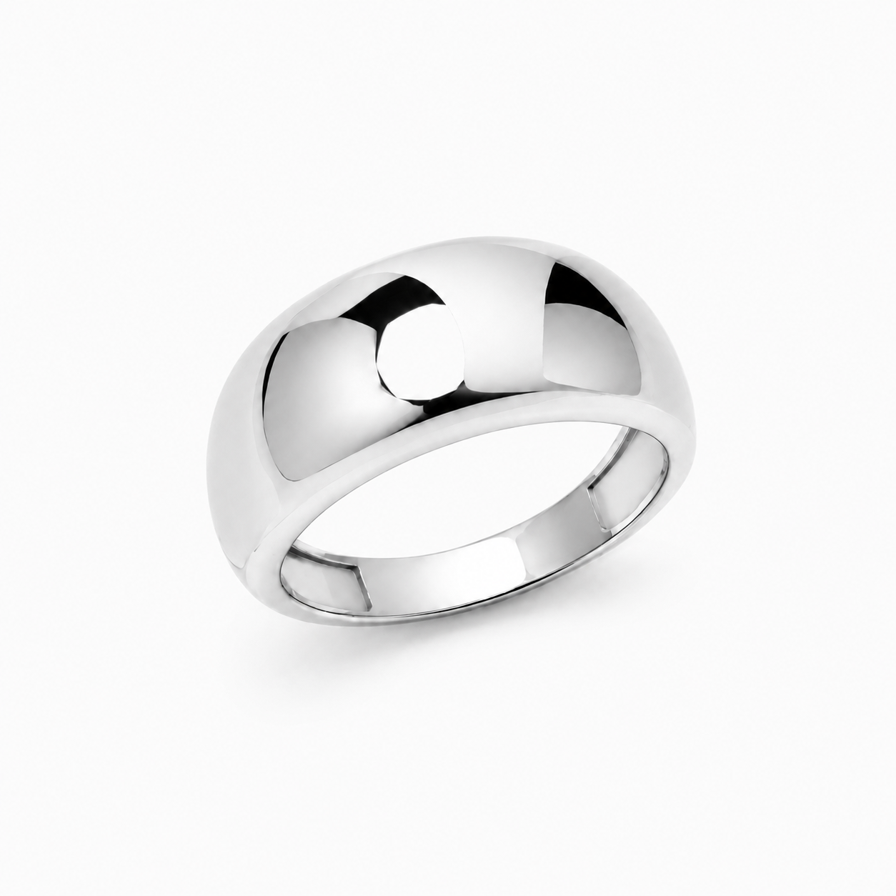 14K Solid Gold Dome Ring: Chunky Geometric Band