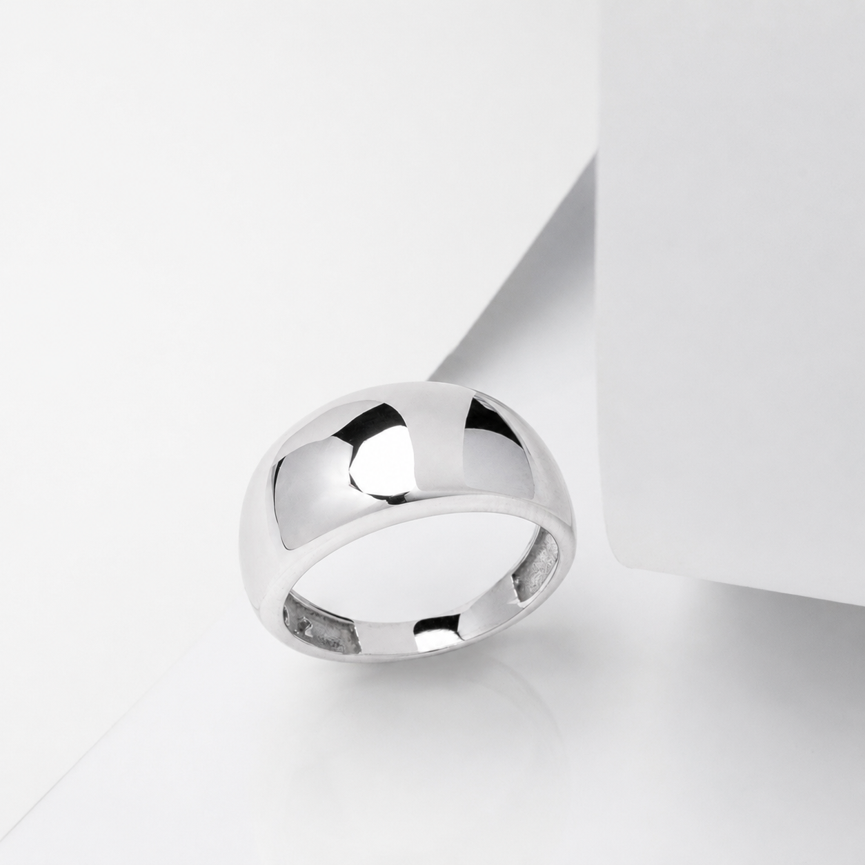 14K Solid Gold Dome Ring: Chunky Geometric Band