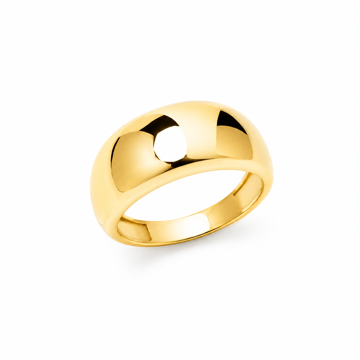 14K Solid Gold Dome Ring: Chunky Geometric Band