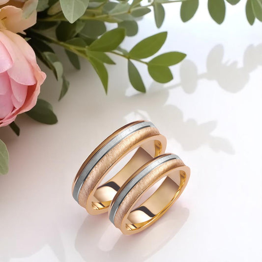 Two-Tone 5.2mm Wedding Bands Set