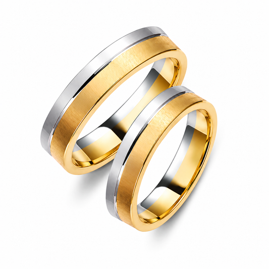 Two-Tone 5mm Wedding Bands Set