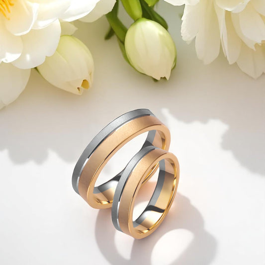 Two-Tone 5mm Wedding Bands Set
