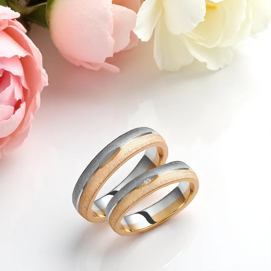 Two-Tone 5mm Wedding Bands Set