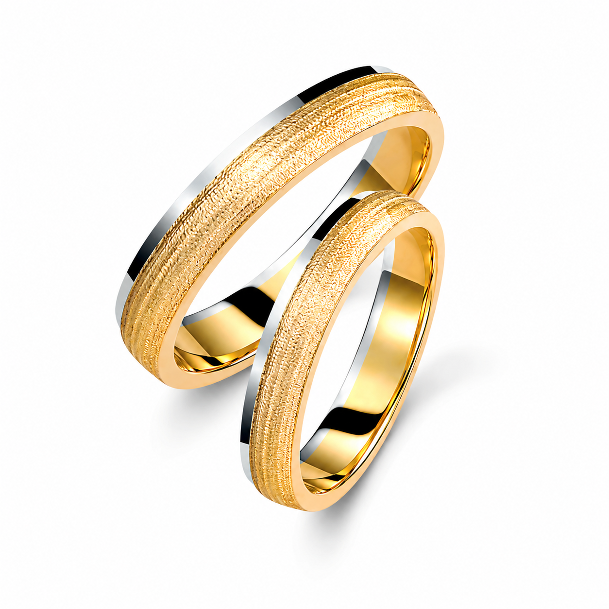 Two-Tone 4mm Wedding Bands Set
