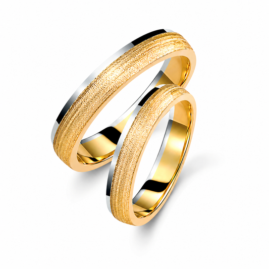Two-Tone 4mm Wedding Bands Set