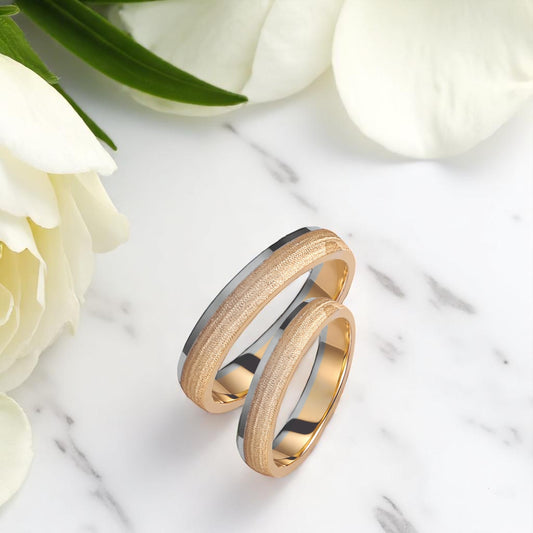 Two-Tone 4mm Wedding Bands Set