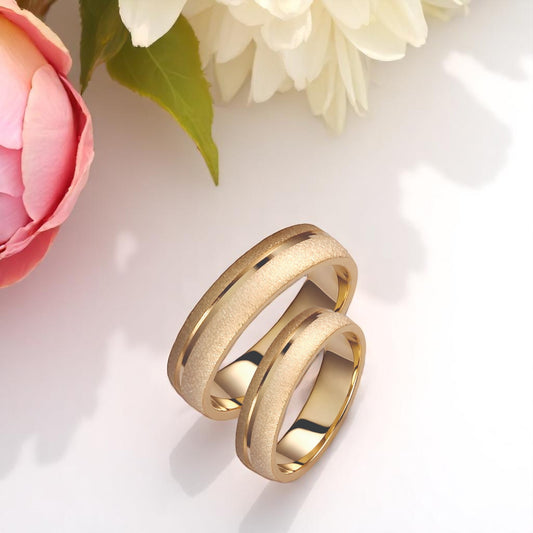 Brushed 5mm Wedding Bands Set