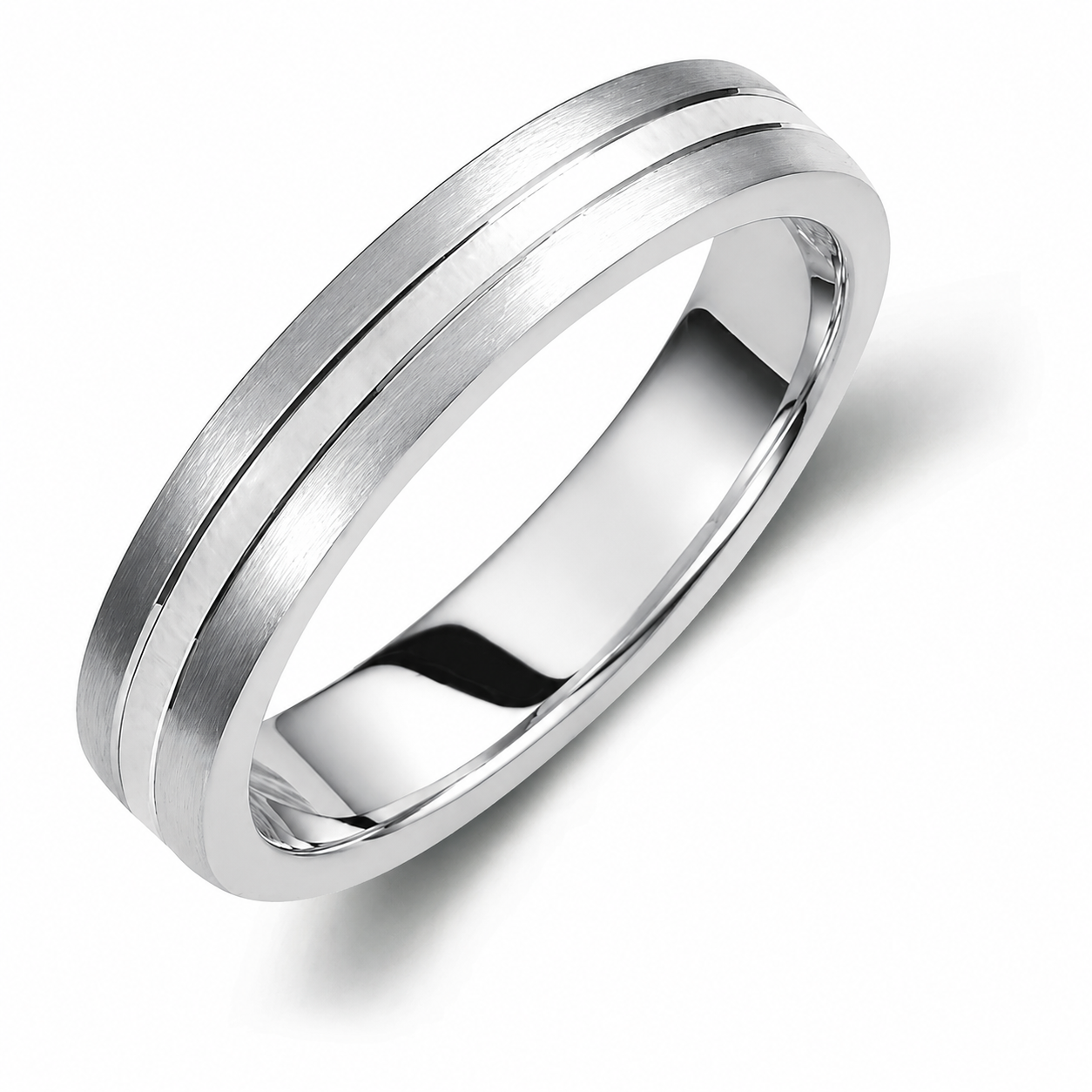 Matte Two-Tone 4mm Wedding Bands Set