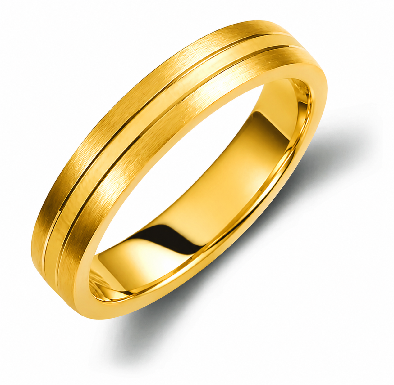 Matte Two-Tone 4mm Wedding Bands Set
