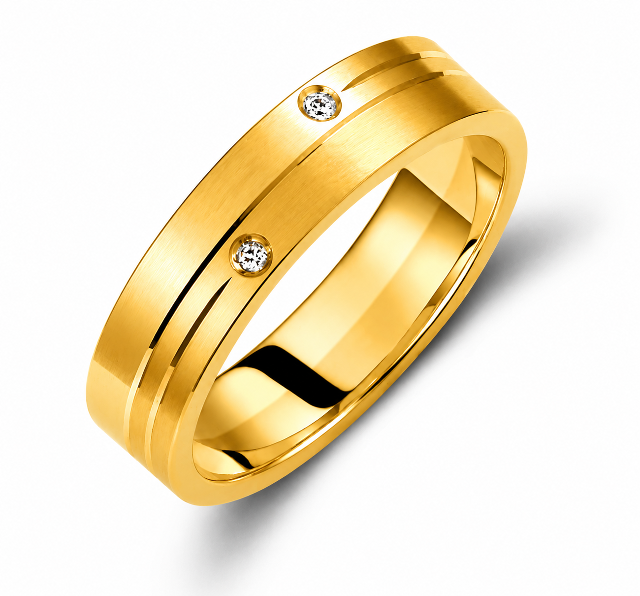 Two-Tone 5mm Wedding Bands Set with Diamonds