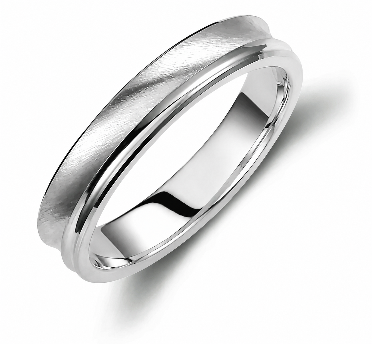 Two-Tone 4mm Wedding Bands Set with a Matte and Glossy Finish