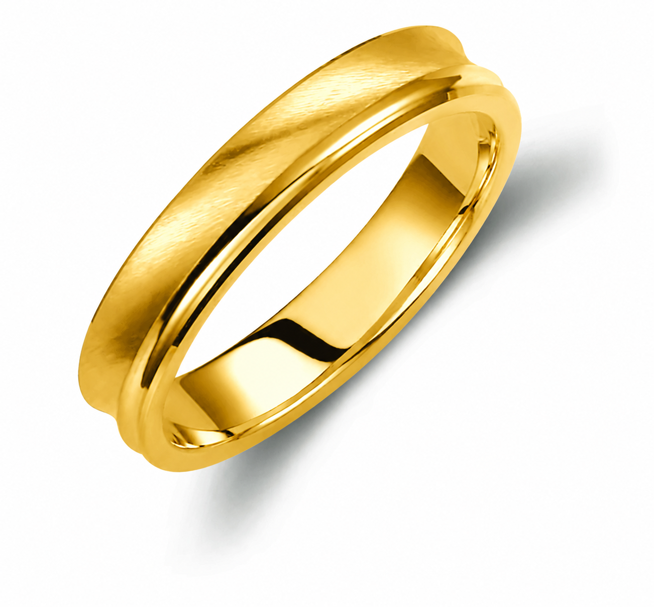 Two-Tone 4mm Wedding Bands Set with a Matte and Glossy Finish