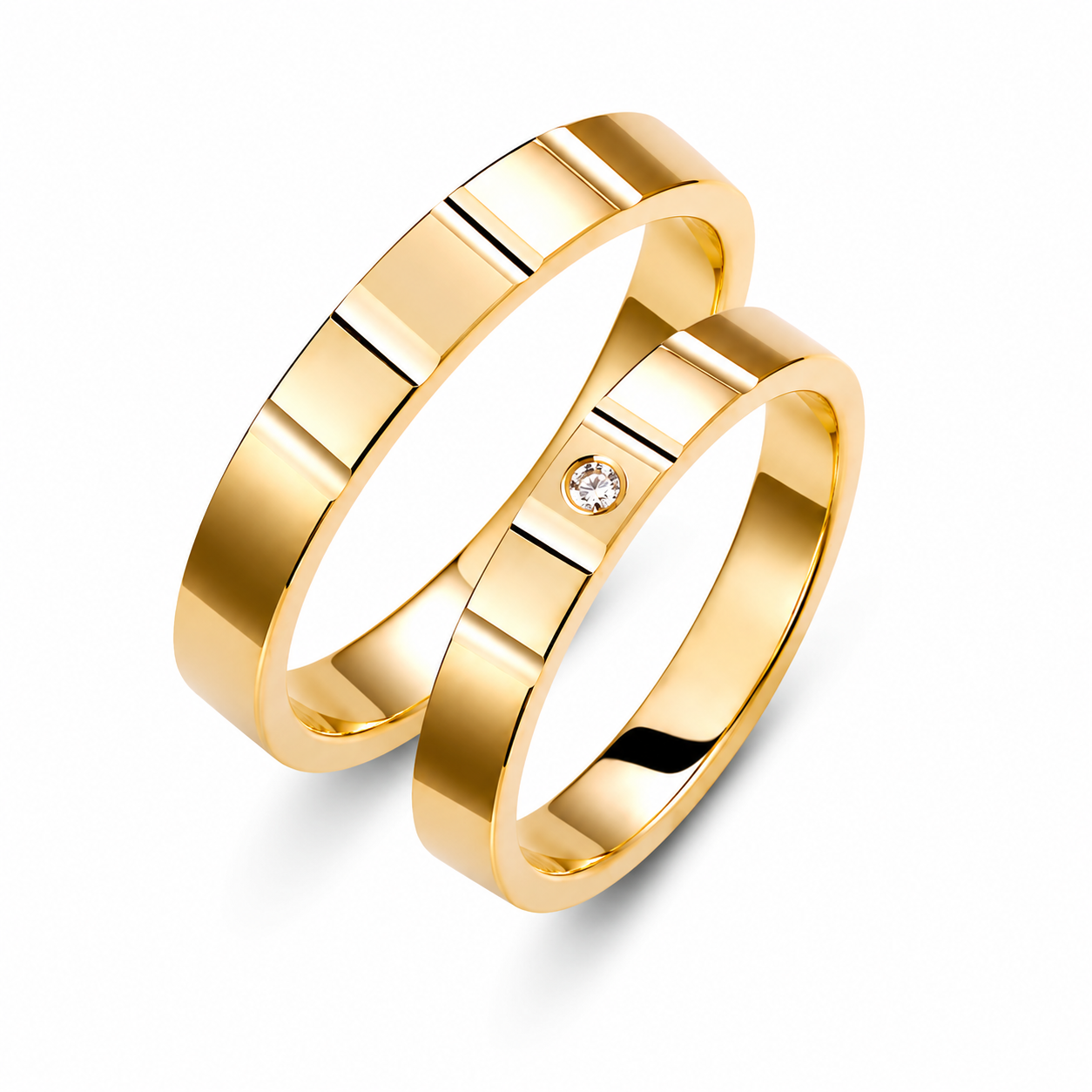 Square 3mm Diamond Wedding Bands Set