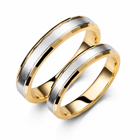 Matte and Glossy Two-Tone 3.5mm Wedding Bands Set