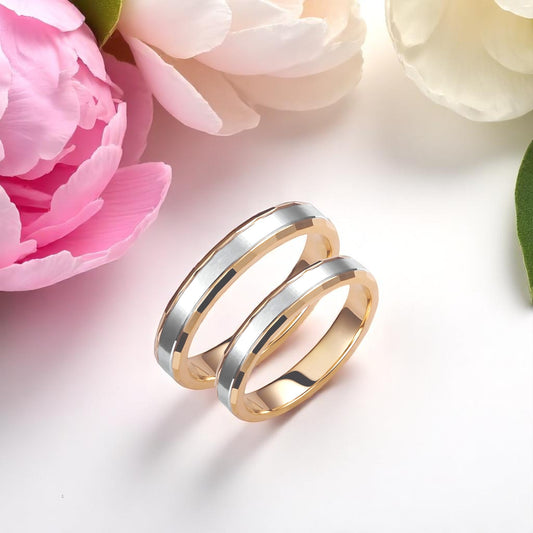 Matte and Glossy Two-Tone 3.5mm Wedding Bands Set