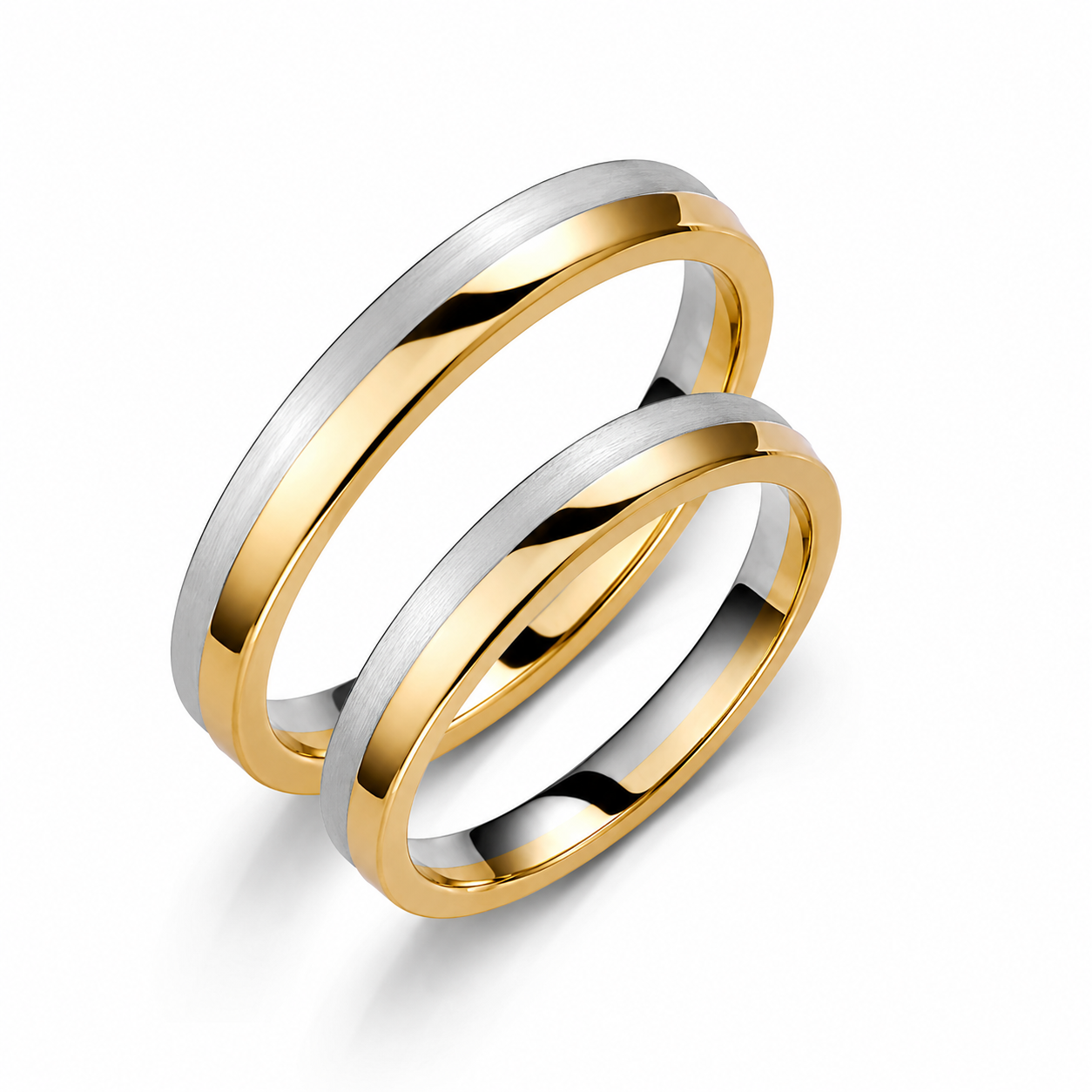 Two-Tone 3.5mm Wedding Bands Set