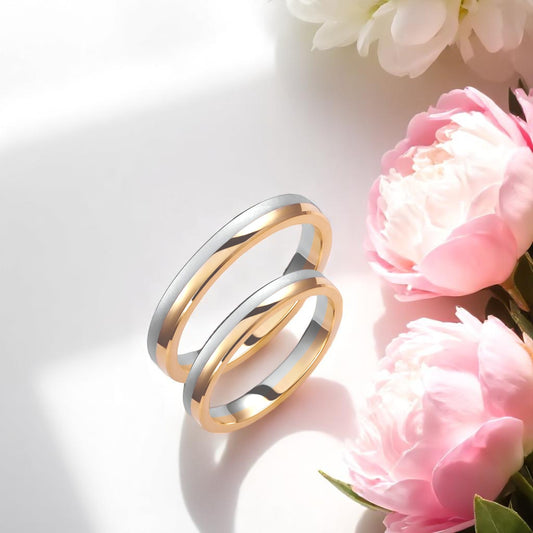 Two-Tone 3.5mm Wedding Bands Set