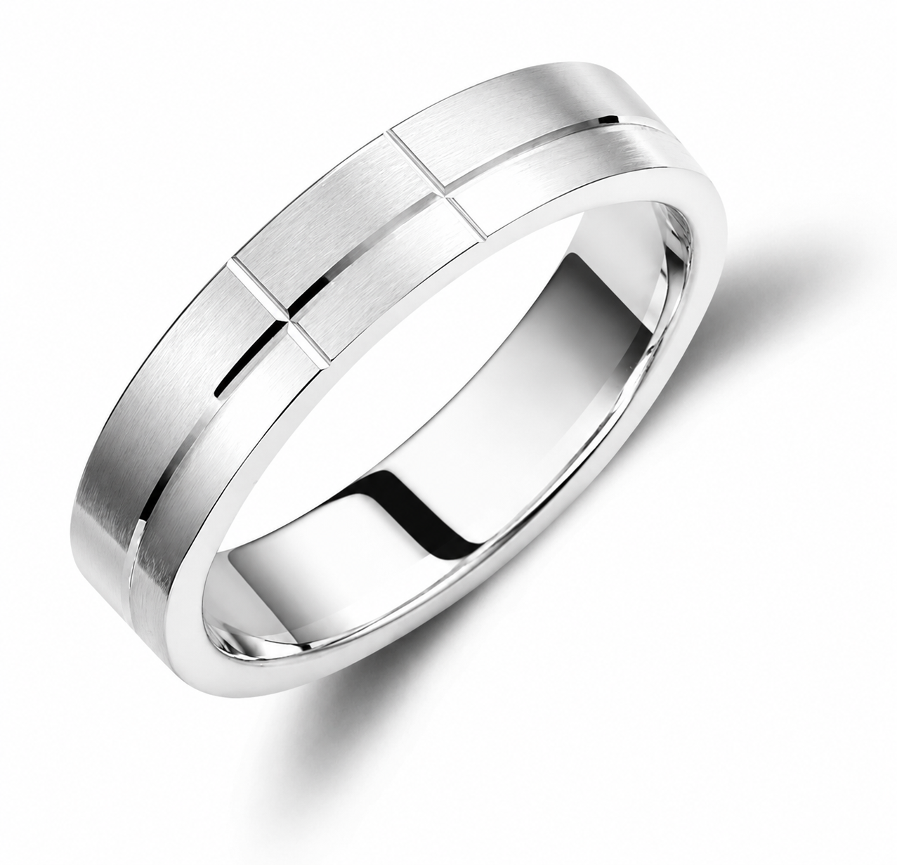 Two-Tone 4.5mm Wedding Bands Set with Diamonds