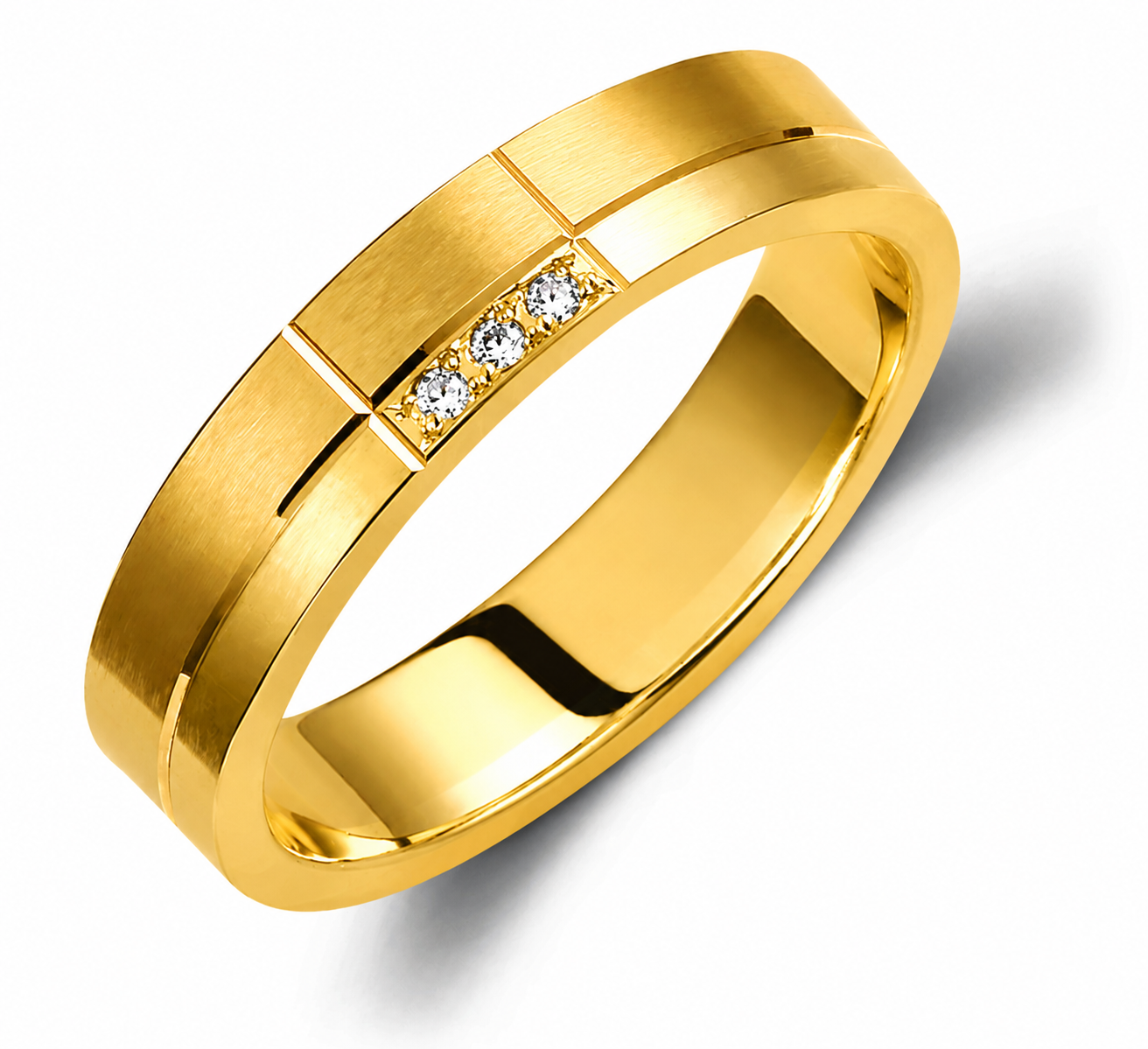 Two-Tone 4.5mm Wedding Bands Set with Diamonds