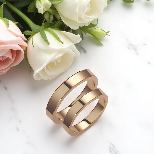 Asymetrical 3.5mm Wedding Bands Set