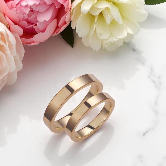Asymetrical 3.5mm Wedding Bands Set