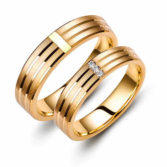 Thick 4.5mm Diamond Wedding Bands Set