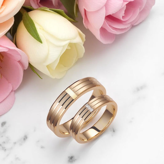 Thick 4.5mm Diamond Wedding Bands Set