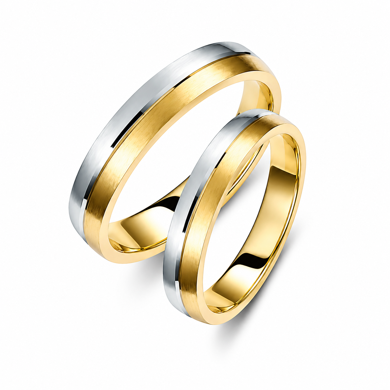 Two-Tone 4mm Wedding Bands Set