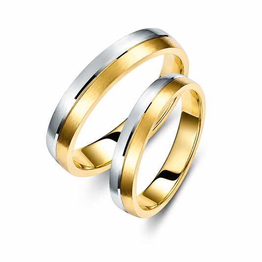 Two-Tone 4mm Wedding Bands Set
