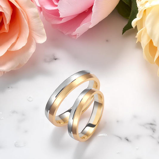Two-Tone 4mm Wedding Bands Set