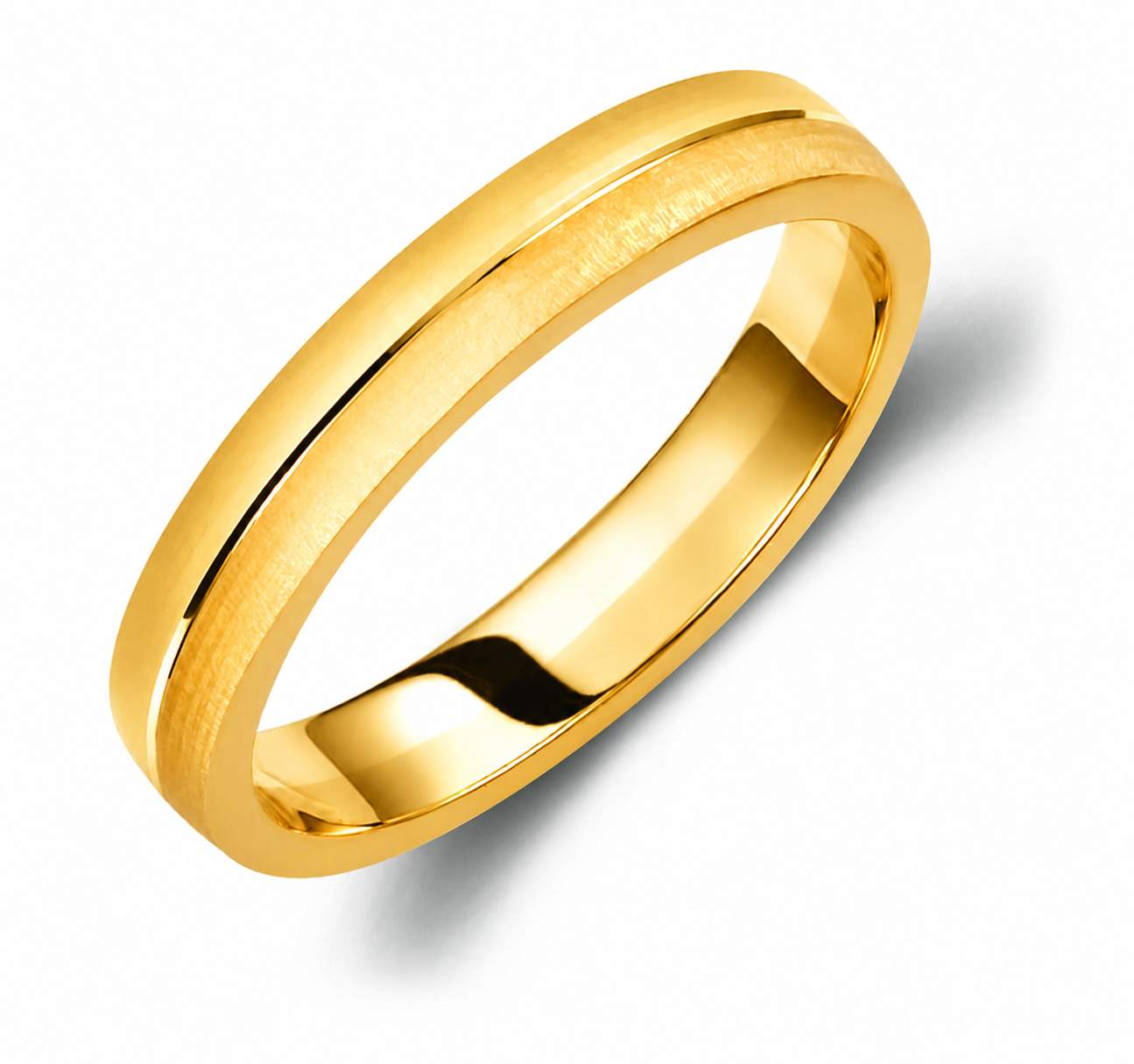 Matte Two-Tone Wedding Bands Set