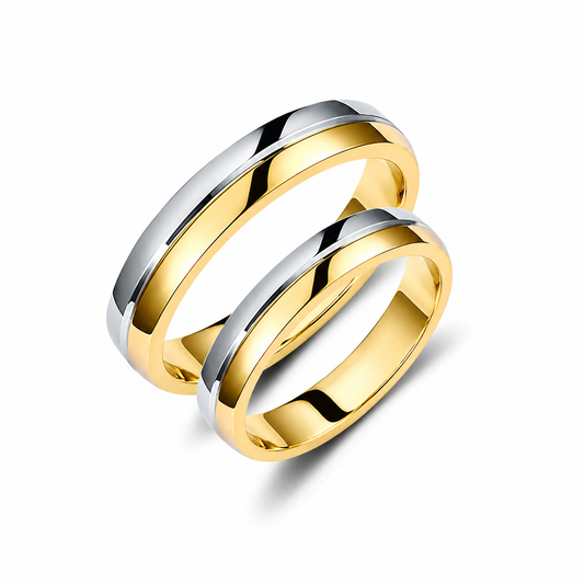 Two-Tone 4mm Wedding Bands Set