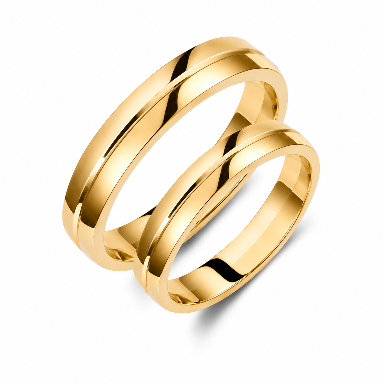 Two-Tone 4mm Wedding Bands Set