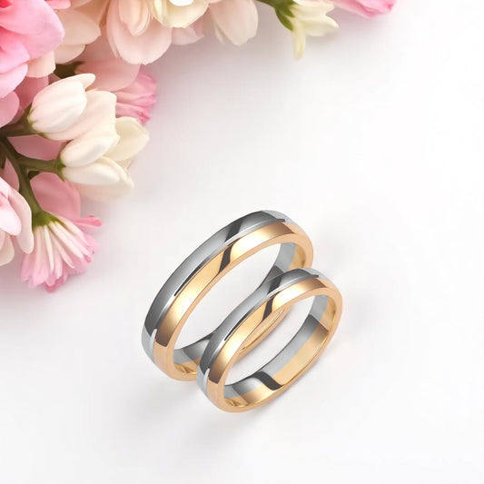 Two-Tone 4mm Wedding Bands Set