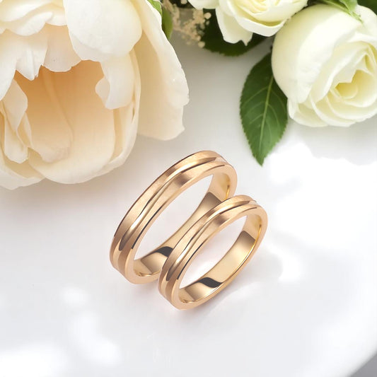 Wavy 3.5mm Wedding Bands Set