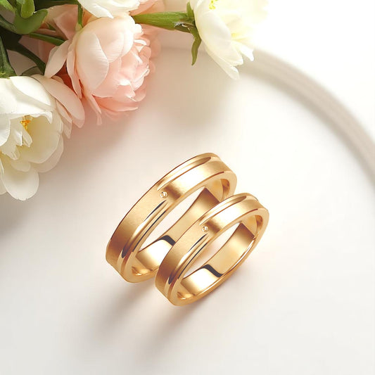 Brushed Wedding Band Set