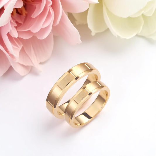 Solid Gold 4.5mm Wedding Bands Set
