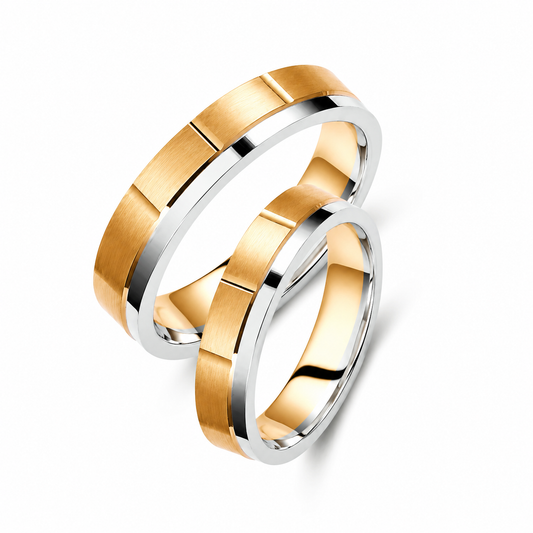 Two-Tone 4.5mm Wedding Bands Set