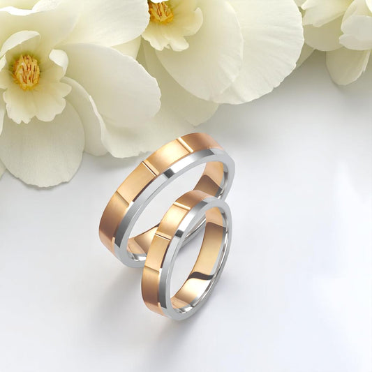 Two-Tone 4.5mm Wedding Bands Set