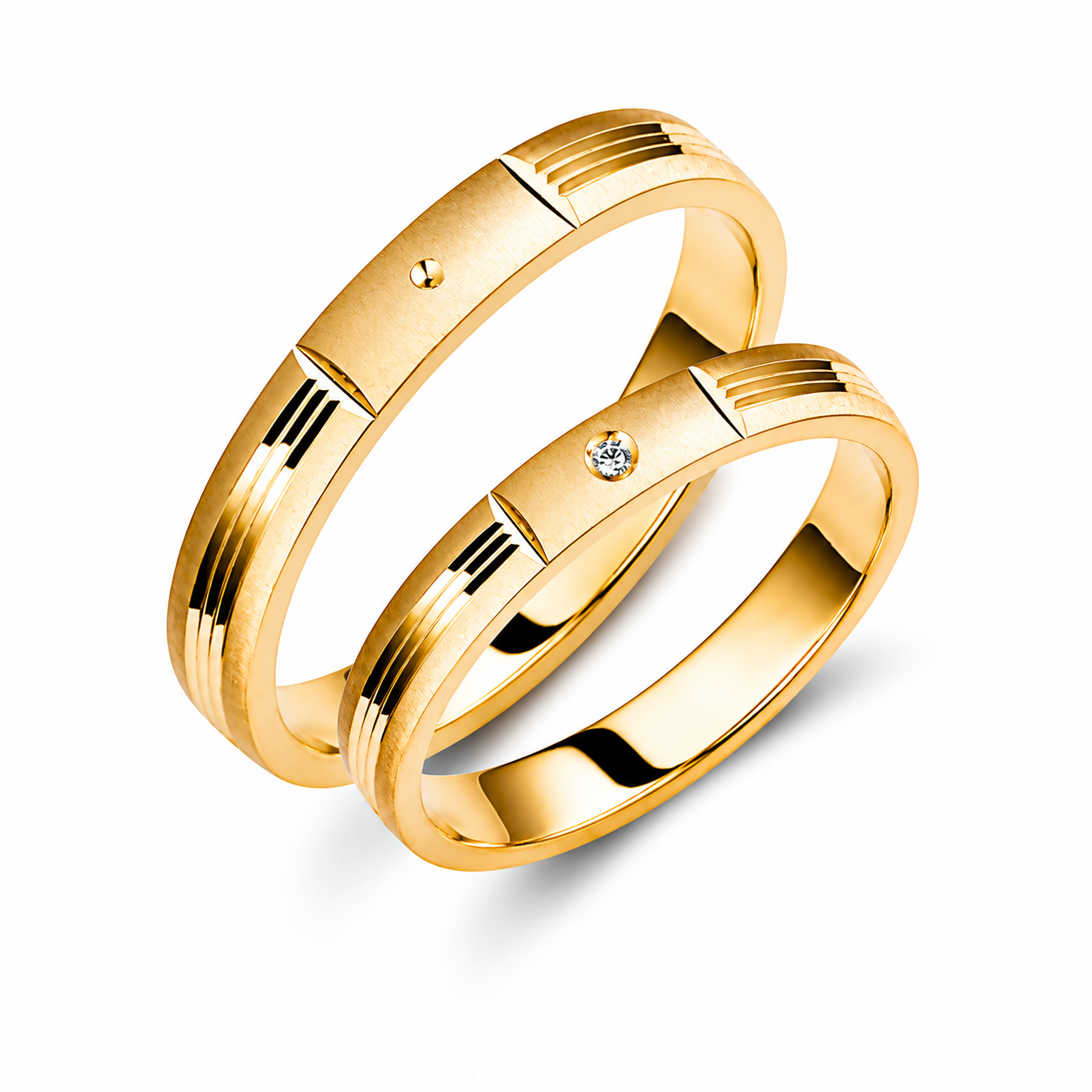 Diamond 3.5mm Wedding Bands Set