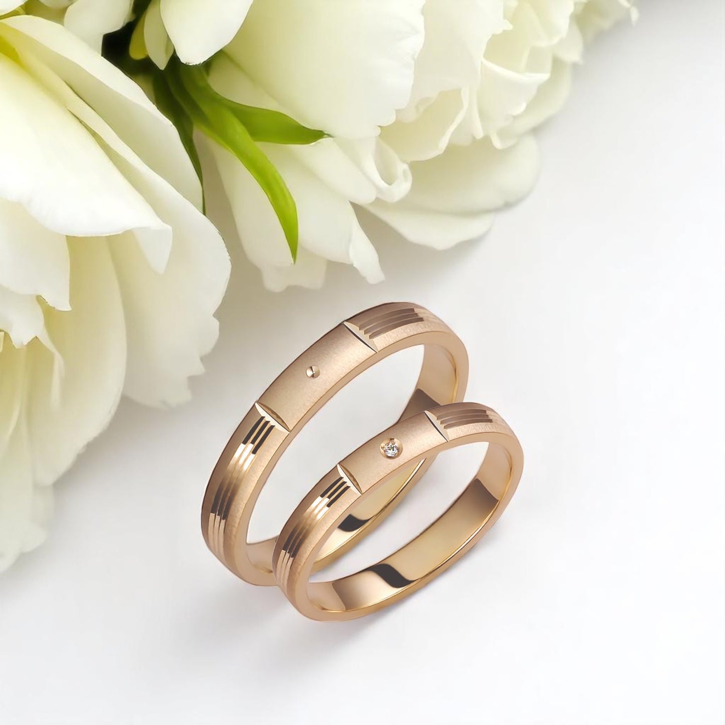 Diamond 3.5mm Wedding Bands Set